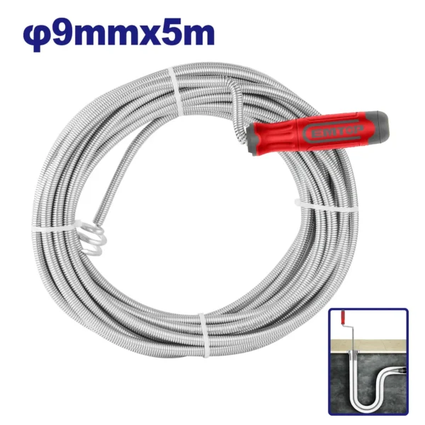 DÉBOUCHEUR RÉSISTANT À RESSORT 9 MM × 5 M – EMDD2305 | EMTOP