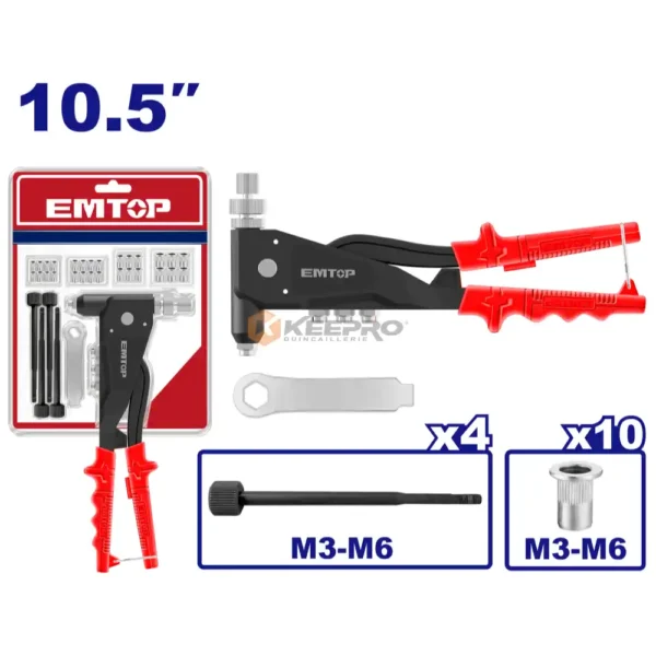 PINCE RIVETEUSE À ÉCROU-INSERT 260 MM (10,5″) – EMHR5710 | EMTOP