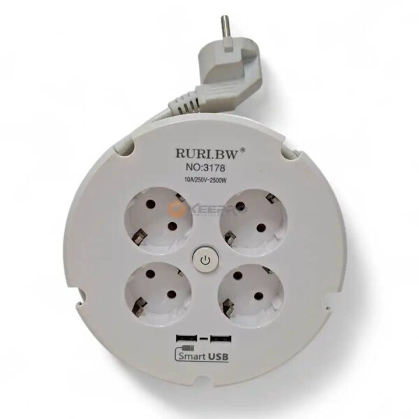 MULTIPRISE 2M 4P +2 USB +INT ROND RUBI SMART POWER