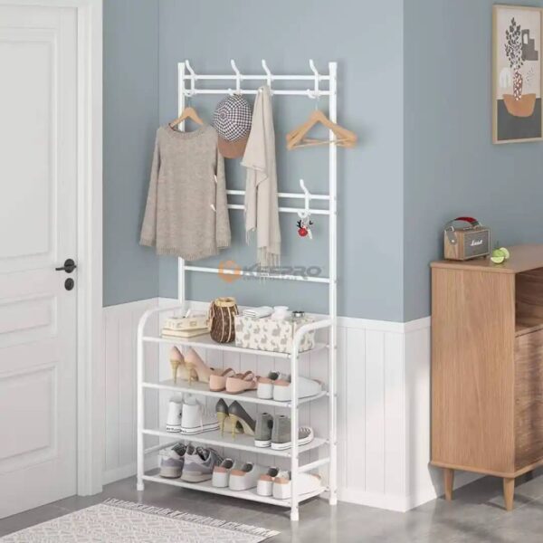 PORTE CHAUSSURE +PORTE CINTRE MANTEAU MULTIFONCTION 4 ETAGE N-50-21 FIRLA /ADEL