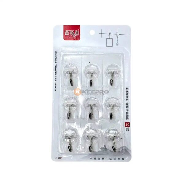 PORTE OBJET ADHESIF PLAST DORE/TRANSP 9PCS 3KG CLEANTEX