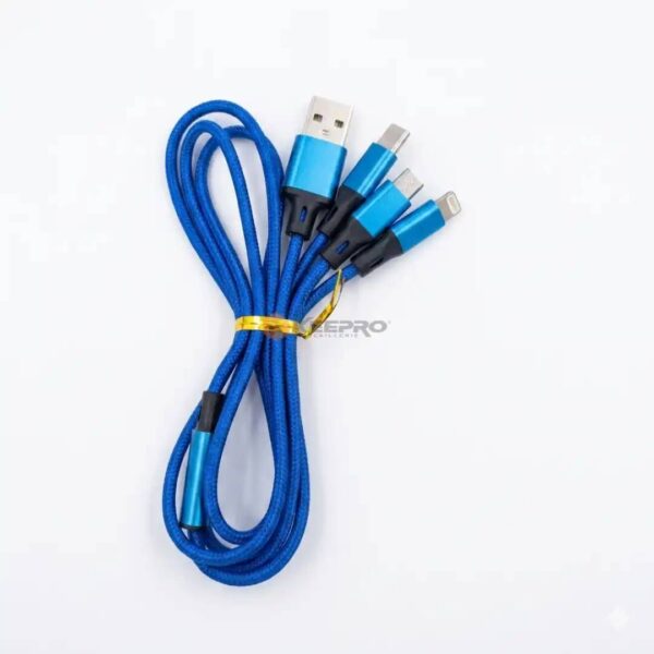 CABLE DATA USB 3 EN 1 GOLD 1.20M TRESSEE