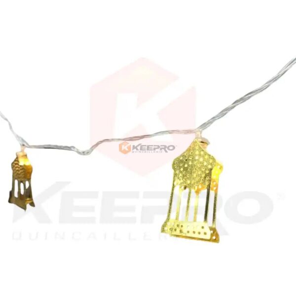 JEU DE LUMIERE RAMADAN JAUNE METAL DORE PM CROISSANT /ETOILE /MOSQUE
