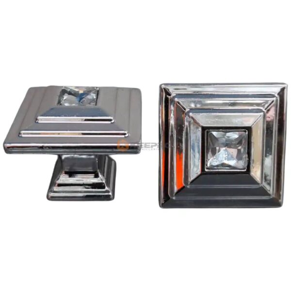 BOUTON TIROIR CARRE CRYSTAL CHROME GM