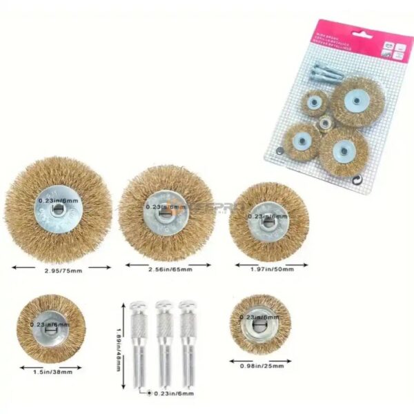 JEU BROSSE METALLIQ PLAT JAUNE TIGE 8PCS DEMONTABLE TF-231154 TOPFINE