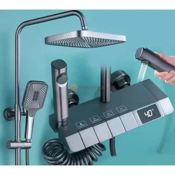 KIT DOUCHE +MITIGEUR PIANO 4 BOUTON GRIS SILVER /SOURIS LAMBOSS
