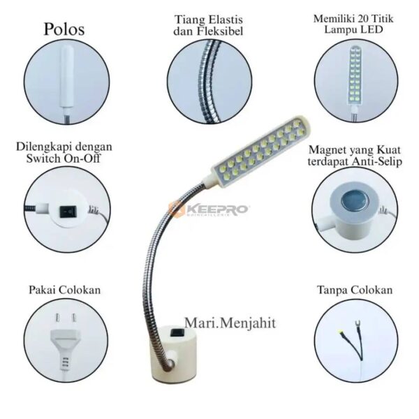 LAMPE BUREAU /MACHINE A COUDRE 6W FLEXIBLE 42CM +AIMANT +INT SEWING MACHINE LAMPS