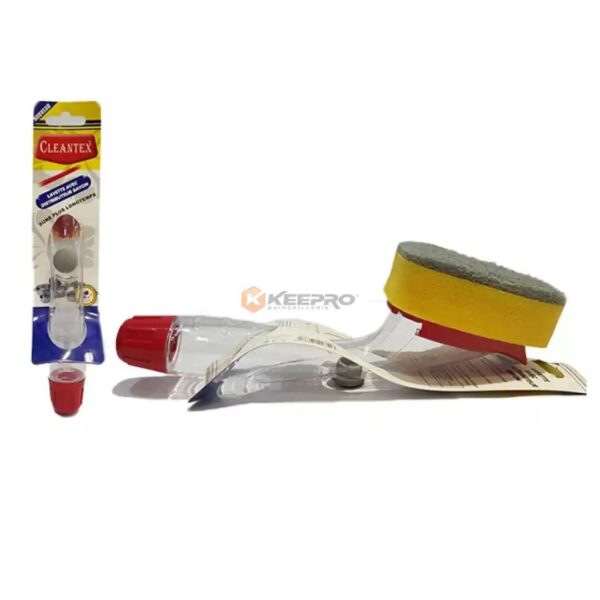LAVETTE EPONGE PORTE  SAVON LIQUIDE + MANCHE TRANSP CLEANTEX