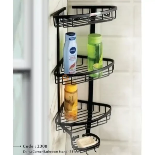PORTE COIN DOUCHE ALUM 3 ETAGE +PORTE SAVONNETTE NOIR MAT NOVA /S/W