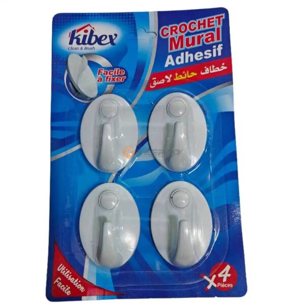 PORTE OBJET ADHESIF CROCHET 4PCS KIBEX