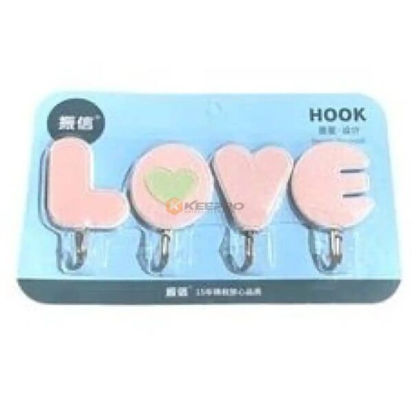 PORTE OBJET PLAST ADHESIF LOVE 2KG 4PCS HOOK