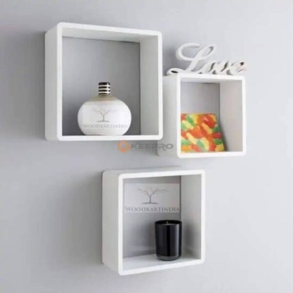 ETAGERE CADRE EN BOIS DECORATIF CARRE 3PCS BLANC