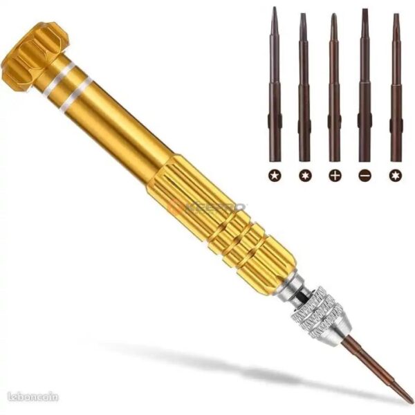 JEU TOURNEVIS PRECISION   6PCS 5 IN 1 JAUNE/DORE LB-8755 PRELUX /LAMBOSS /BASO