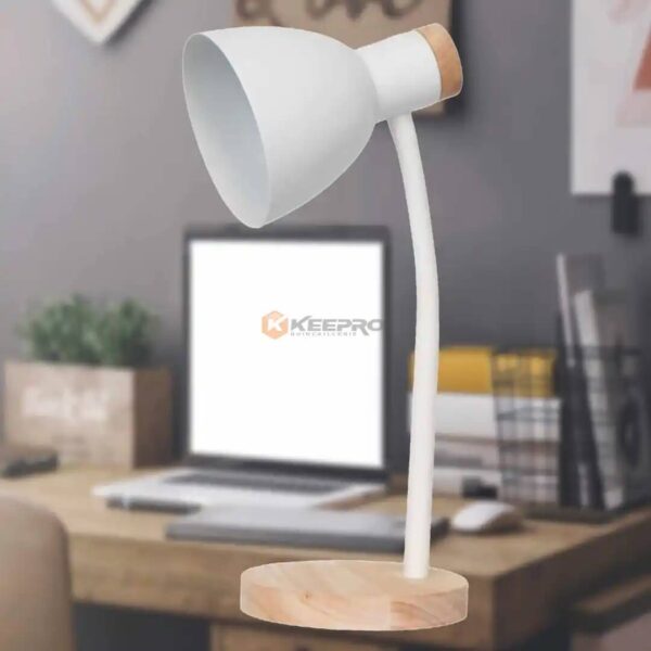 LAMPE BUREAU A BOUTON BASE BOIS DESK LAMP
