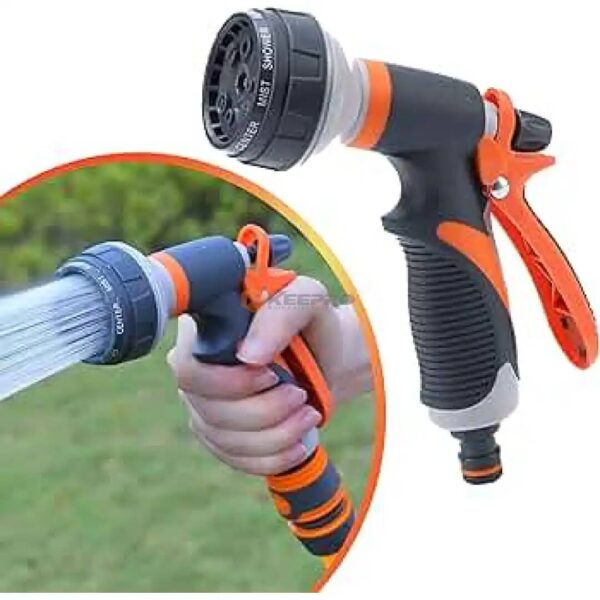 PISTOLET ARROSAGE GRIS REGLABLE 8F TOOLS HOSE NOZZLE
