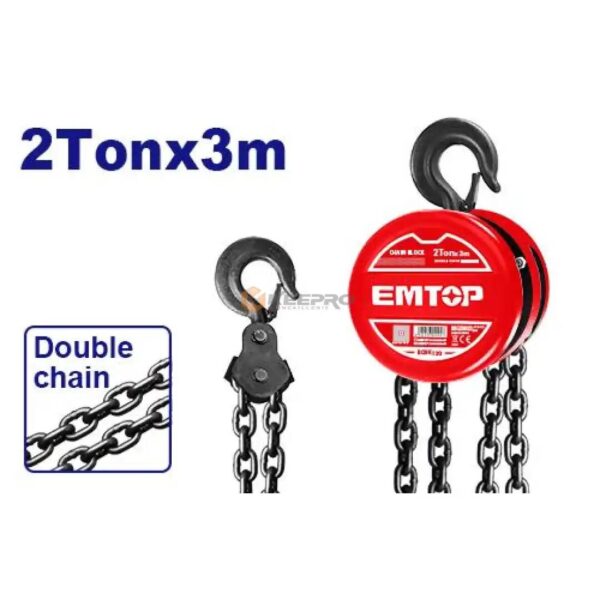 PALAN A CHAINE 3M MANUEL 2 TONNES ECBK120 EMTOP