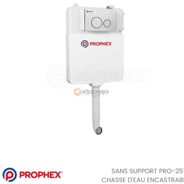 CHASSE D'EAU ENCASTRE BOUTON BLANC PROPHEX