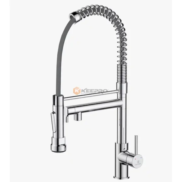 MITIGEUR EVIER VASQUE FLEXIBLE RESSORT CHROM BRILLANT ACACIA ENG
