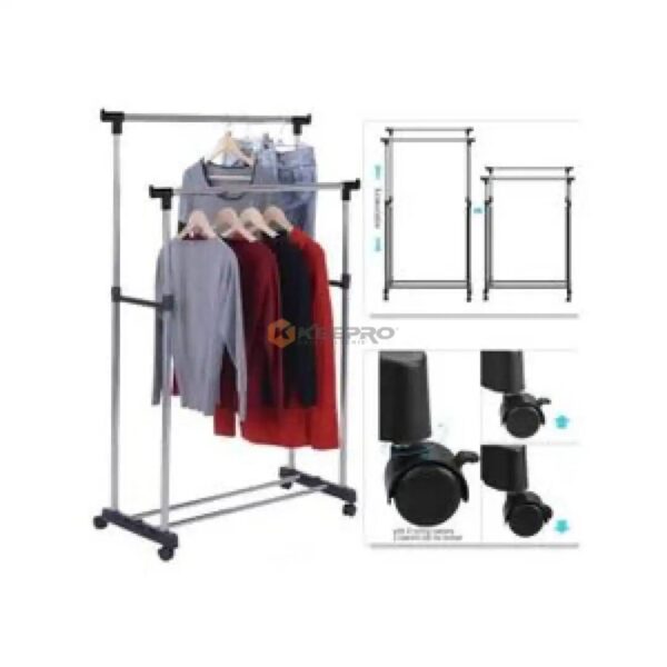 PORTE CINTRE INOX DOUBLE 40KG DECO