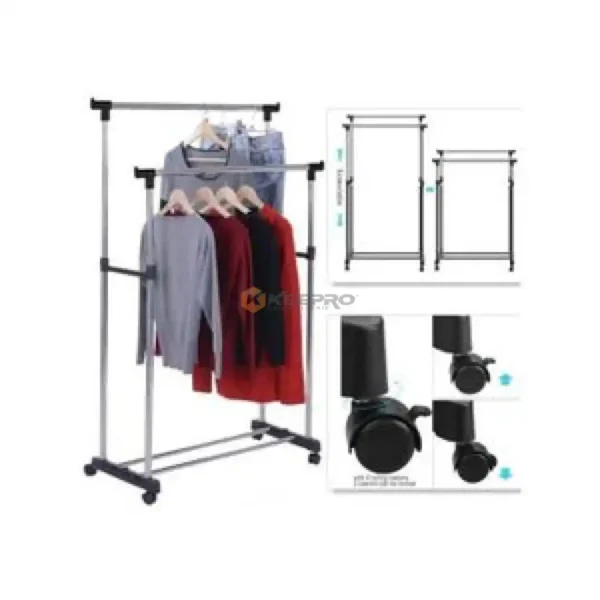 PORTE CINTRE INOX DOUBLE 40KG DECO