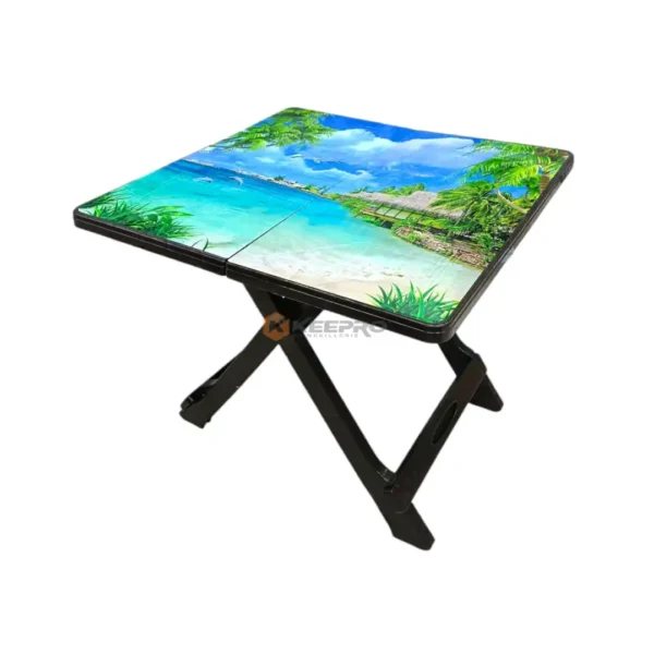 TABLE PLAST PLIANT CARRE MARRON DECORE 60X60 PM BBA /ALCA