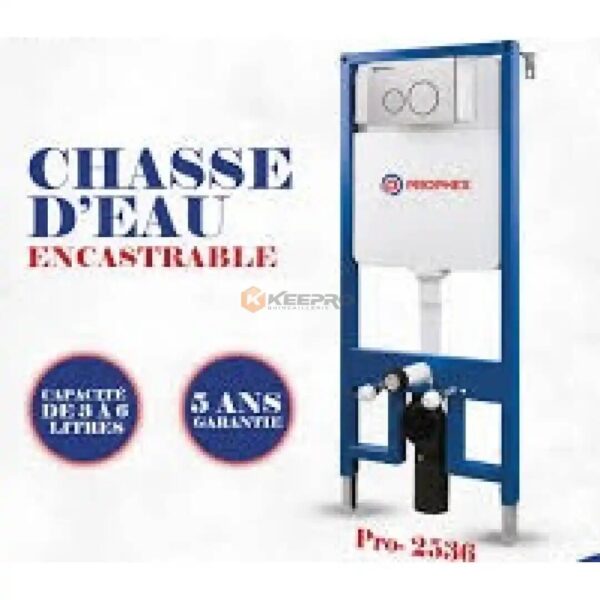 CHASSE D'EAU ENCASTRE BOUTON CHROME PRO-2536 PROPHEX
