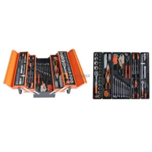 CAISSE A OUTIL CLIQUET COMPLET 86PCS /95PCS METAL 45X3 ETAGE ACCORDEON MLG TOOLS