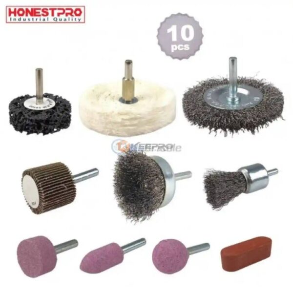 JEU BROSSE METALLIQ PLAT TIGE +3PCS PIERRE A MEULER YAG0610 HONESTPRO