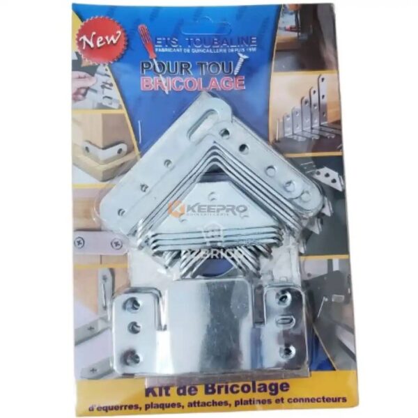 KIT DE BRICOLAGE D'ASSEMBLAGE MEUBLE PLAQUE +EQUERRE METAL 30PCS TOUBALINE