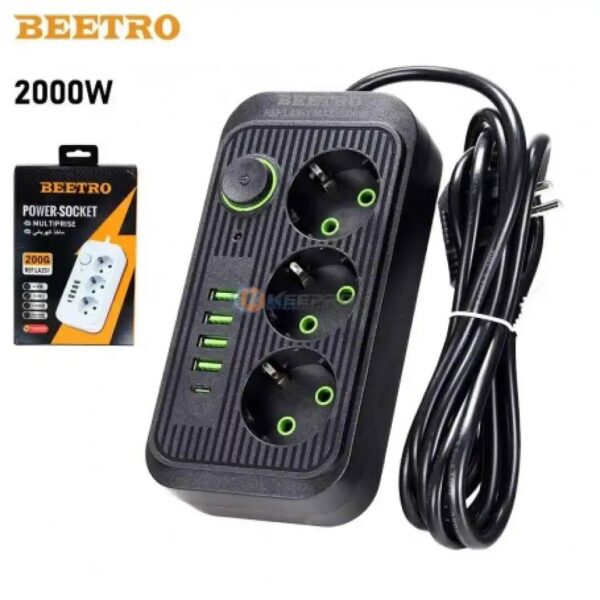 MULTIPRISE CARRE 2M 3P+ 4 USB +1 TYPE C +INT LUX LA351 BEETRO