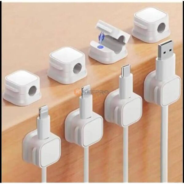 ATTACHE CABLE PLAST ADHESIF BLANC/NOIR 6PCS