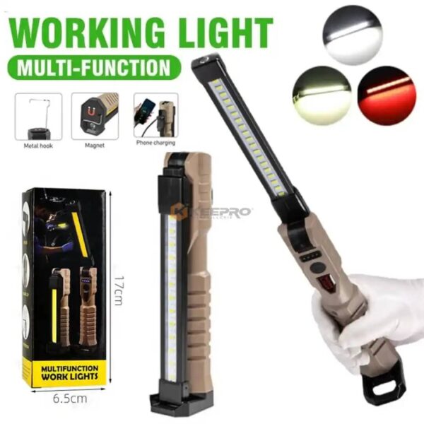 BALADEUSE RECHARGABLE LED TORCHE 7F PM CARRE LONG PLIANT MARRON TKD