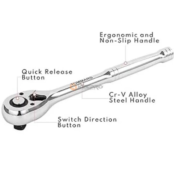 BRAS DOUILLE CLIQUET 1/2"  CHROME LUX RATCHET TKD