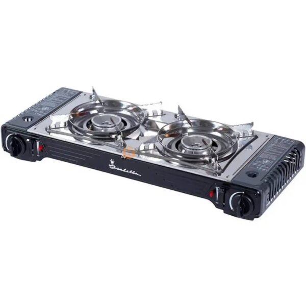 RECHAUD CAMPING PORTATIF CARRE 2F GM NOIR + TETINE GAZ BUTANE