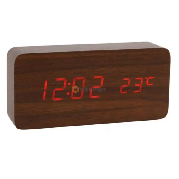 HORLOGE ELEC NOIR RECTA STYLE BOIS MARRON PM 7X12 CYP-008
