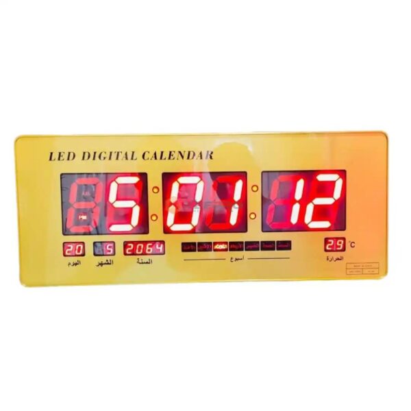 HORLOGE ELEC NOIR RECTA +TEMPERATUR 210X530X30 DORE XY8033