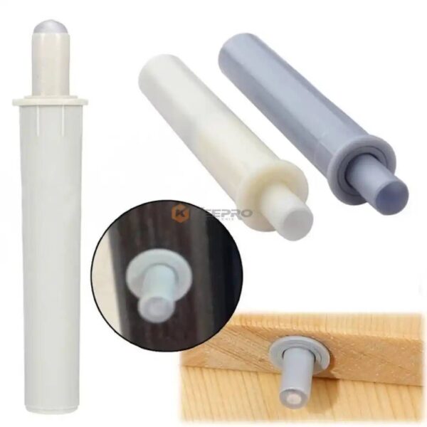 LOQUETEAU POUSSOIR PUSH MEUBLE PLAST ROND LONG GRIS ENCASTRE