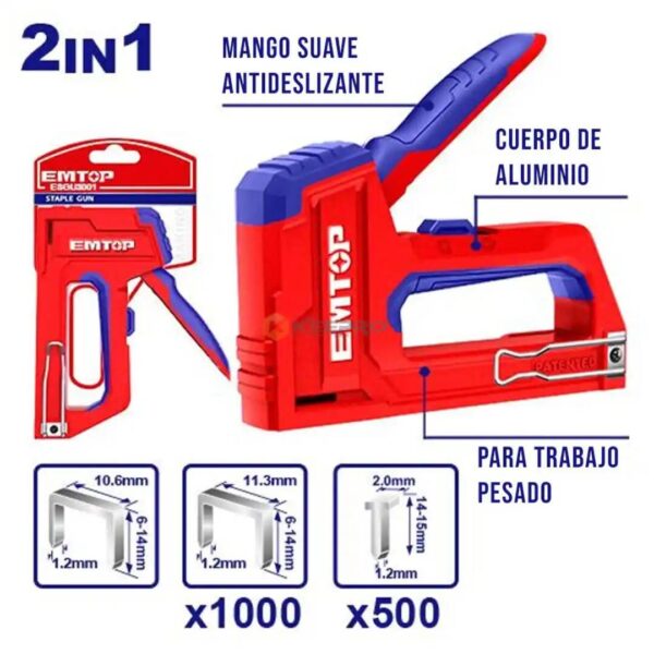 AGRAFEUSE A PINCE ROUGE 2 IN 1 ESGU3001   EMTOP