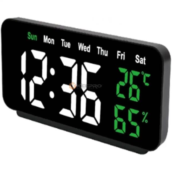 HORLOGE ELEC BUREAU MM+ REVEIL +TEMP +CALENDRIER VST-912 LED MIRROR CLOCK