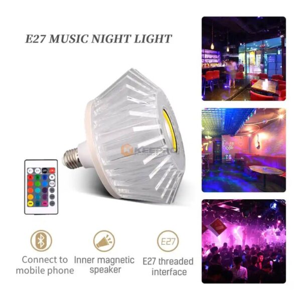 LAMPE JEU DE LUMIERE BLUETOOTH BOULE MM E27 +TEL GM 18W CRYSTAL LAMP