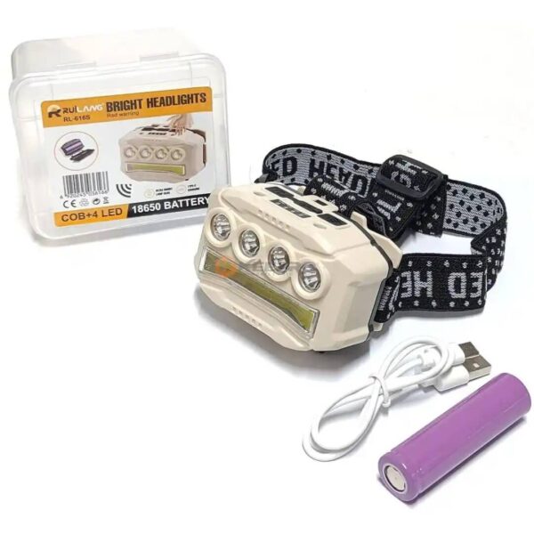TORCHE FRONT RECH 6F DETECTEUR SOS 4 LAMPE +COB HC-616S +BOITE PLAST BRIGHT HEADLIGHTS