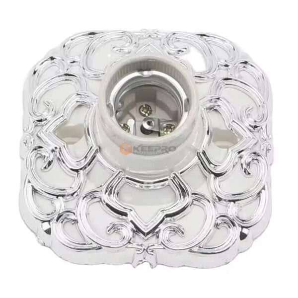 DOUILLE ROSACE CARRE DECOR E27 CHROME