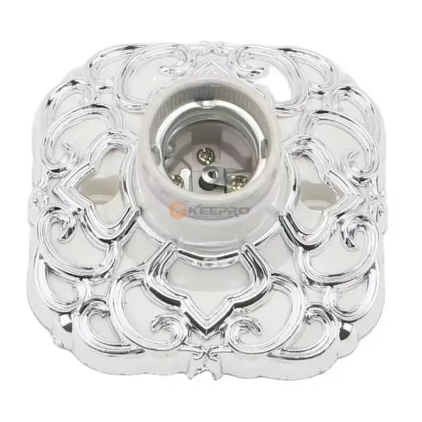 DOUILLE ROSACE CARRE DECOR E27 CHROME