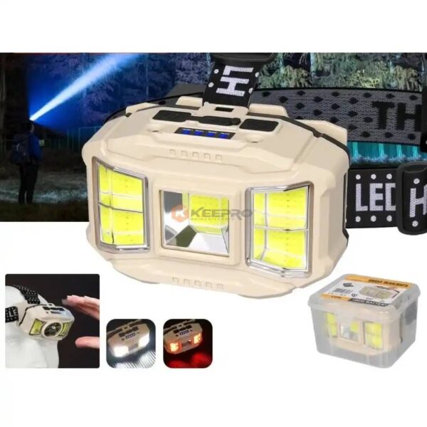 TORCHE FRONT RECH 5F DETECTEUR SOS 3 LAMPE +COB HC-617S +BOITE PLAST BRIGHT HEADLIGHTS