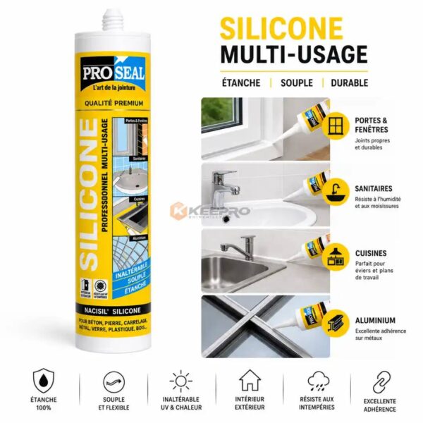 TUBE SILICONE SEALANT TRANSP 280ML NACISIL PROSEAL