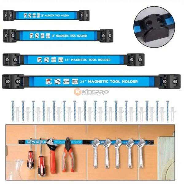 PORTE OUTIL BARRE METALLIQUE MAGNETIQUE 60CM NOIR-BLEU TKD