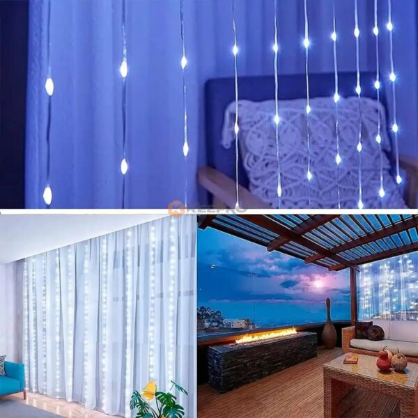 JEU DE LUMIERE RIDEAU FIL BLANC GGM BOITE VERT 300X300