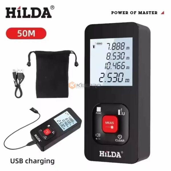METRE LASER  50M RECHARGABLE USB KTCJ390 LDM-B50M HILDA