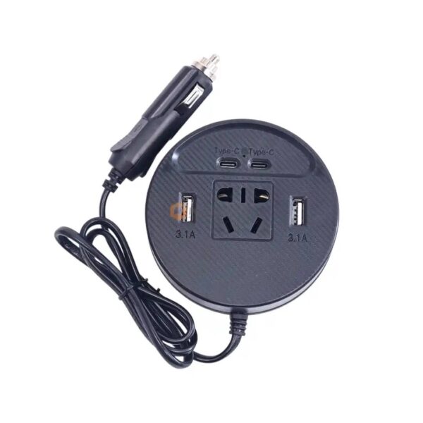 TRANSFO AUTO 12V-220V 150W NOIR 1 PRISE + 2 USB + 2 TYPE-C IN CAR