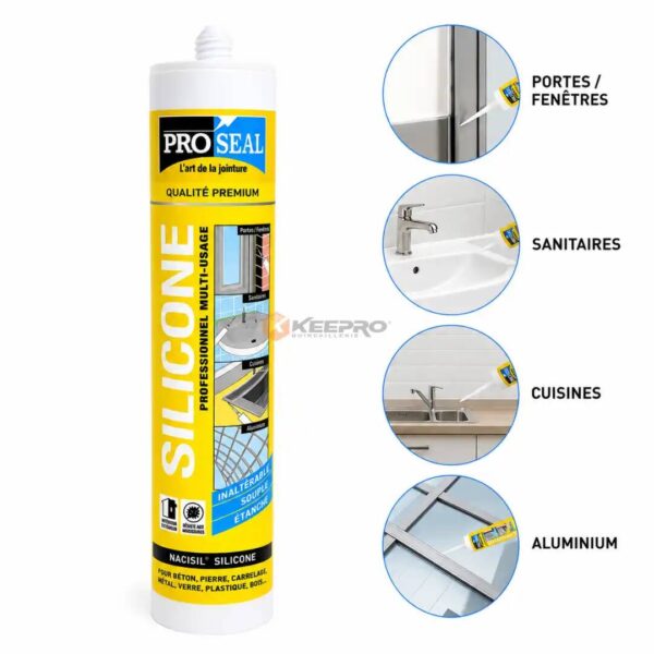 TUBE SILICONE SEALANT GRIS 280ML NACISIL PROSEAL